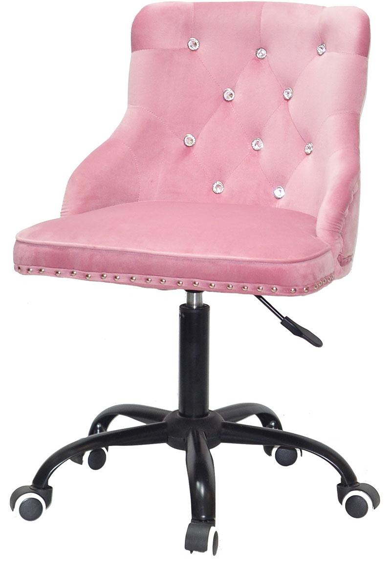 Стілець Olimp SV BK-Office фрезовий 1025 велюр зі стразами Swarovski, на чорній хрестовині з колесами