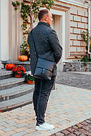 Чоловіча шкіряна сумка через плече з клапаном Tiding Bag A25F-1367A чорна, фото 3