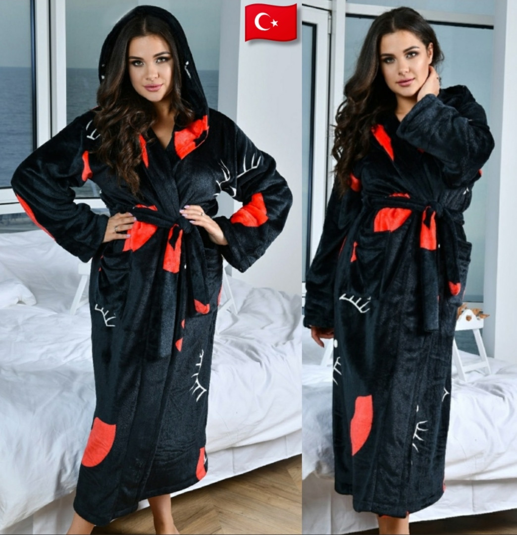 Жіночий плюшевий халат із капюшоном Шик, фото 1