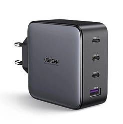 Мережевий зарядний пристрій UGREEN C USB 4-портовий адаптер для швидкої зарядки GaN 100 Вт вилка EU (CD226)