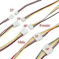 JST XH 2,54 набор 2P- 6PIN разъем папа/мама + 2 провода кабель 20см, поштучно звоните, цена в описании