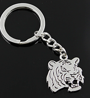 Брелок на ключи серебристый металл тигр меллический