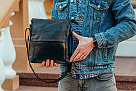 Мужская кожаная сумка-мессенджер через плечо Tiding Bag A25-1288A Черная, фото 3