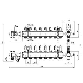 Колекторна група Icma 1" 8 виходів, з витратоміром №K0111, фото 2