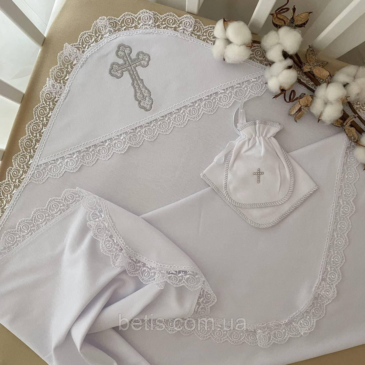 Крижма "Хрестильна скринька" мішечок,серветка Білий Інтерлок арт.27078047 75*80 см.(р), фото 1