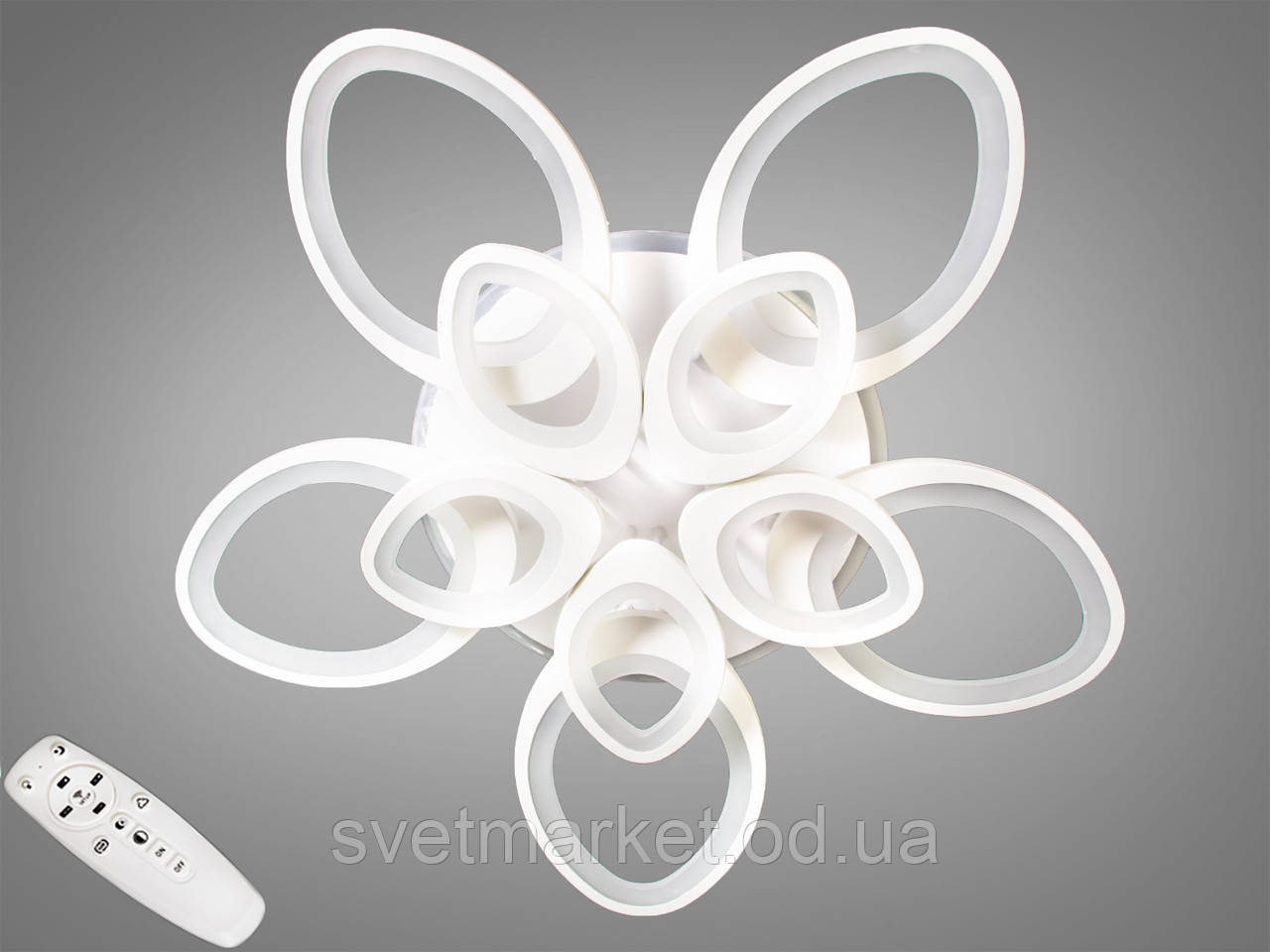 Біла LED-люстра з димером і RGB-підсвіткою 8059/5+5WH LED RGB dimmer