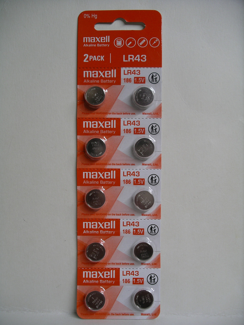 Батарейка Maxell LR43 Alkaline 1.5V, 10 штук