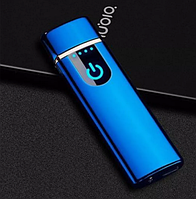 Сенсорна USB запальничка LIGHTER 4 Slim Blue Зажигалка спиральная сенсорная