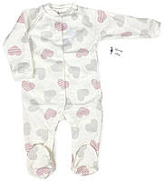 Человечек для новорожденных RoyalBaby Розовые сердечки р.80 Слипы для малыша хлопковые