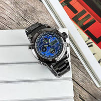 Часы водонепроницаемые и противоударные оригинал AMST 3022 Metall Black-Blue