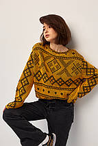 Джемпер oversize в українському стилі "Заріна" (гірчичний), фото 3