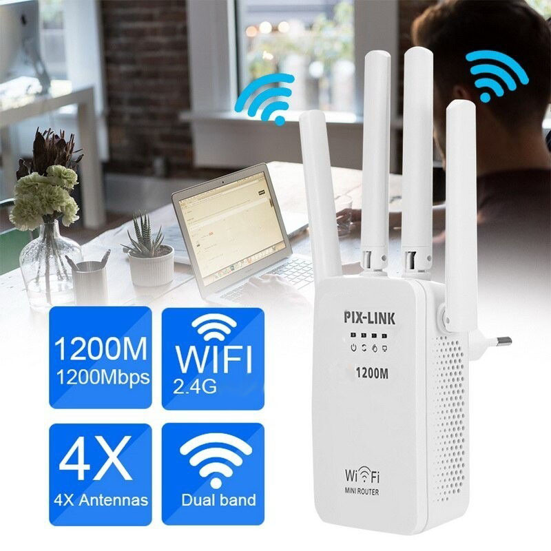 Міні Wi-Fi Роутер 1200 Мбіт/с підсилювач сигналу репітер ретранслятор точка доступу WIFI PIX-LINK