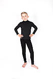 Комплект термобілизни підліткового зимового на байці термокофта та штани для хлопчика чорного кольору розмір S, фото 2