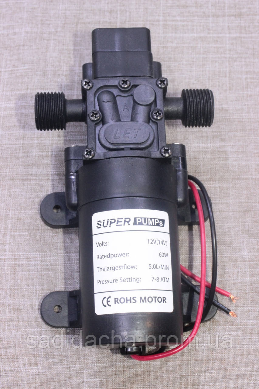 Мембранный насос для воды 12 вольт 60 ват 1/2 дюйма - фото 1 - id-p1541673482
