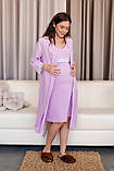 Халат і нічна сорочка для вагітних та годуючих з секретом годування комплект лаванда, 5333041-Л, фото 3