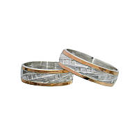 (Пара) Серебряные обручальные кольца с золотыми вставками "Небеса" DARIY 056к