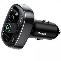 Автомобильное зарядное устройство с воспроизведением музыки Baseus Bluetooth FM Launcher 2.4A 2USB, Black