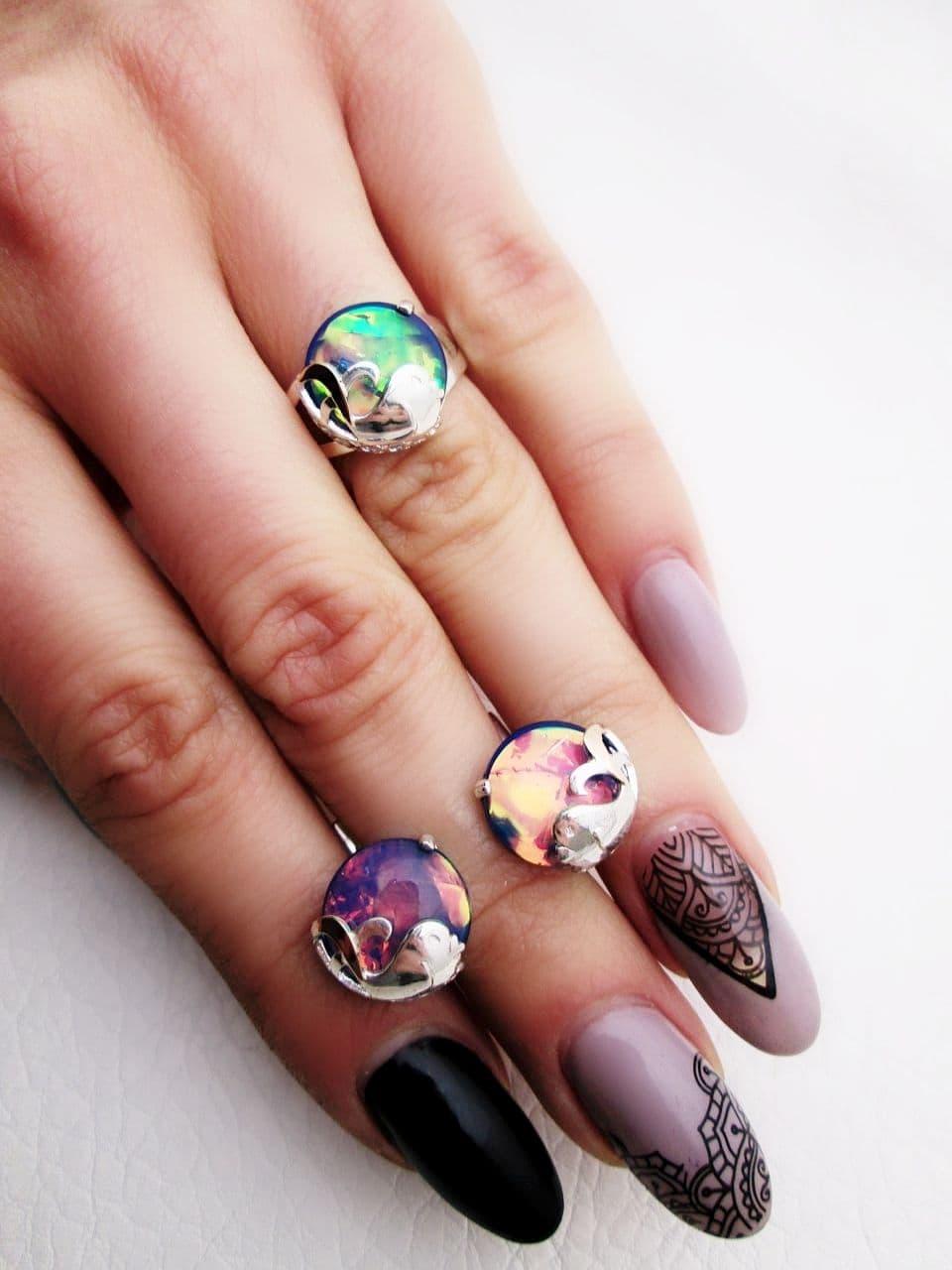 Срібний набір Дельфін з золотими вставками і Опалами DARIY 105-07, фото 1