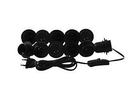 Підсвітка гримерного дзеркала LEDUA світлодіодна врізна з ручним вимикачем 11 шт. E27 чорний