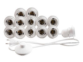 Підсвітка гримерного дзеркала LEDUA світлодіодна врізна з ножним вимикачем 13 шт. E27 білий