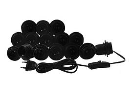 Підсвітка гримерного дзеркала LEDUA світлодіодна врізна з ручним вимикачем 15 шт. E27 чорний