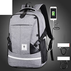 Міський рюкзак Senkey&Style Music сірий з USB і сіткою для м'яча