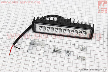 ФАРА ДОДАТКОВА СВІТОДИОДНА ВЛАГОЗИЧНА — 6 LED З КРЕПЛЕННЯМ, ПРЯМОУГОЛЬНА 150*37ММ