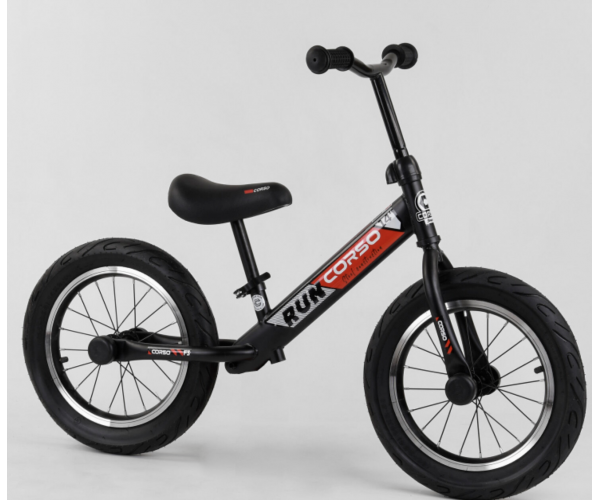 Біговел Corso Runner 14" CR-5136, стальна рама, надувні колеса, чорно-червоний