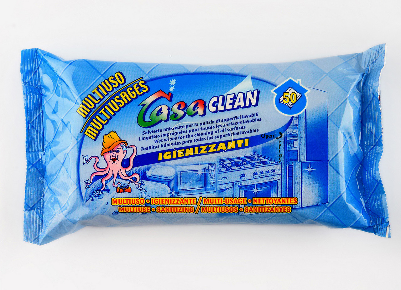 Універсальні Вологі серветки для очищення миючих поверхонь Casa Clean Multiuso Multiuaages 50 шт (8 014 002 000 502)