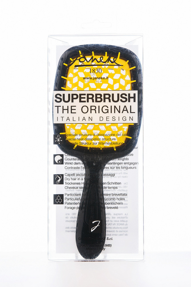 Гребінець для волосся чорний з жовтим Janeke Superbrush 71SP226 GIA
