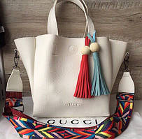 Жіноча сумка Gucci Гуччі в кольорах, брендові сумки, сумка з поясом з орнаменту, модні сумки 20 Білий