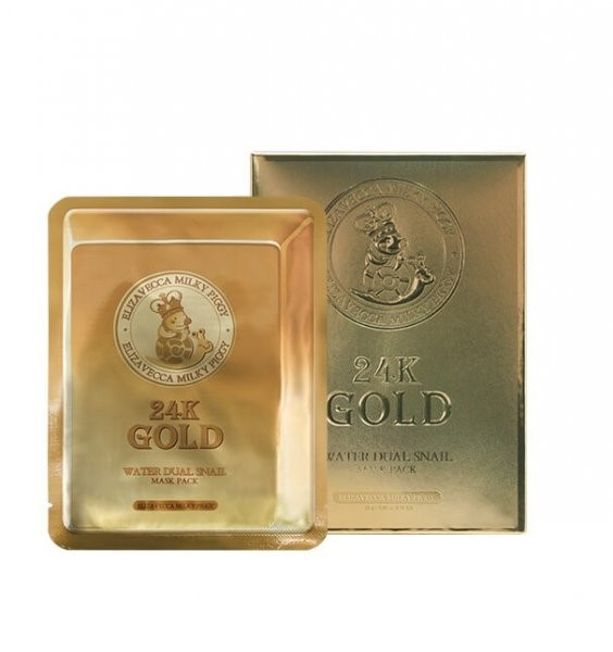 Омолоджуюча тканинна маска з золотом і муцином равлика ELIZAVECCA 24k Gold Water Dew Snail mask
