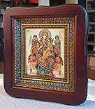 Ікона Всецариця Божа Матір у темному фігурному кіоті під склом, розмір кіота 20*18, сюжет 10*12., фото 2