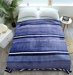 Плед Євро з флісу "Смуга Біла" синій