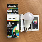 Розумна світлодіодна лампа Wi-Fi 10Вт RGB+2700+6500К Е27, керована з телефону, фото 2