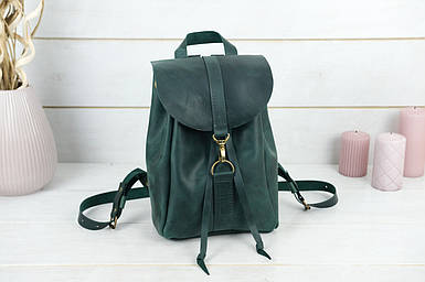 Жіночий шкіряний рюкзак Київ, розмір міні, натуральна Вінтажна шкіра, колір Зеленый