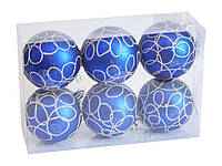 Набор новогодних шаров ПІОНЕR, шары на елку 6 шт, диаметр 8 см, синие