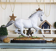 Статуэтка Конь на скаку белый SM00573A фигурка лошадь в движении белая 33*24*12 см