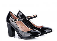 Женские черные туфли маленький каблук ремешок 36