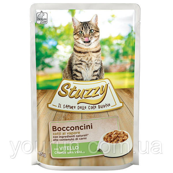 Stuzzy Cat Veal ШТУЗИ ТЕЛЯТИНА в соусе консервы для котов, влажный корм, пауч 85г