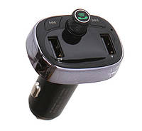 Автомобильное зарядное устройство с воспроизведением музыки Baseus Bluetooth FM Launcher 2.4A 2USB, Gray