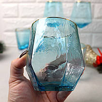 Набір блакитних склянок із золотим обідком 2 шт 410 мл Блакитний лід, фото 2