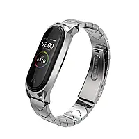 Железный нержавеющий браслет Mijobs для Xiaomi mi band 3/4/5/6. Серебряный .