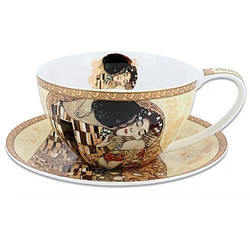 Чашка з блюдцем Carmani Р. Клімт Поцілунок кремовий фон, 360 мл (532-3201)