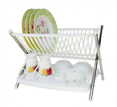 Сушарка для посуду двоярусна складана Multi-function Folding Rack Kitchen Біла 198959