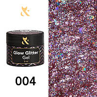 Гель-лак F.O.X Glow Glitter Gel 004, 5г
