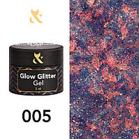 Гель-лак F.O.X Glow Glitter Gel 005, 5г