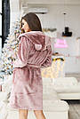 Жіночий махровий халат з капюшоном поясом і вушками колір кава, фото 7