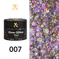 Гель-лак F.O.X Glow Glitter Gel 007, 5г