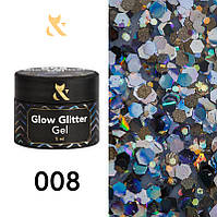 Гель-лак F.O.X Glow Glitter Gel 008, 5г